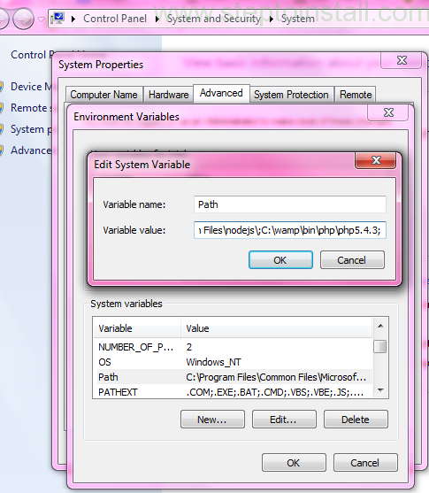 Install PEAR with wamp server on windows 7 or windows 8 - Add Path Variable into your System - steptoinstall